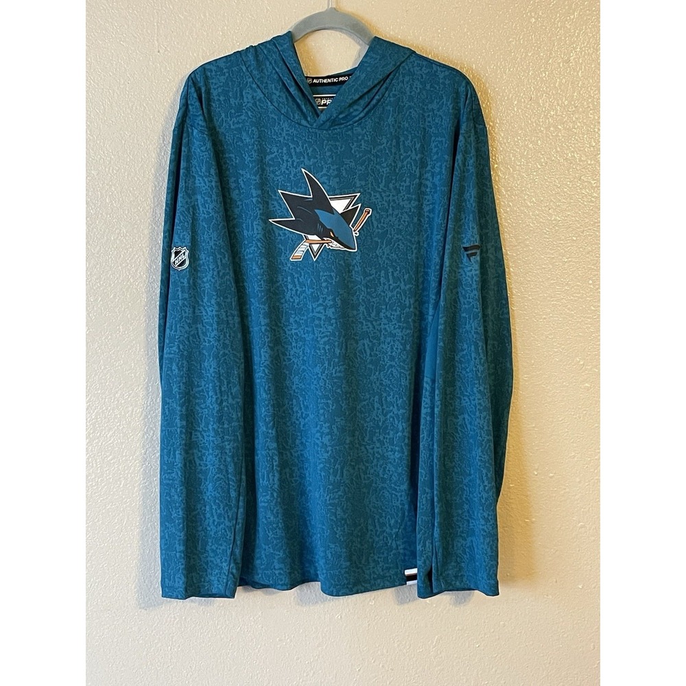 Men's 2XL NWOT San Jose Sharks Fanatics Authentic Pro Lightweight Hoodie Teal‎